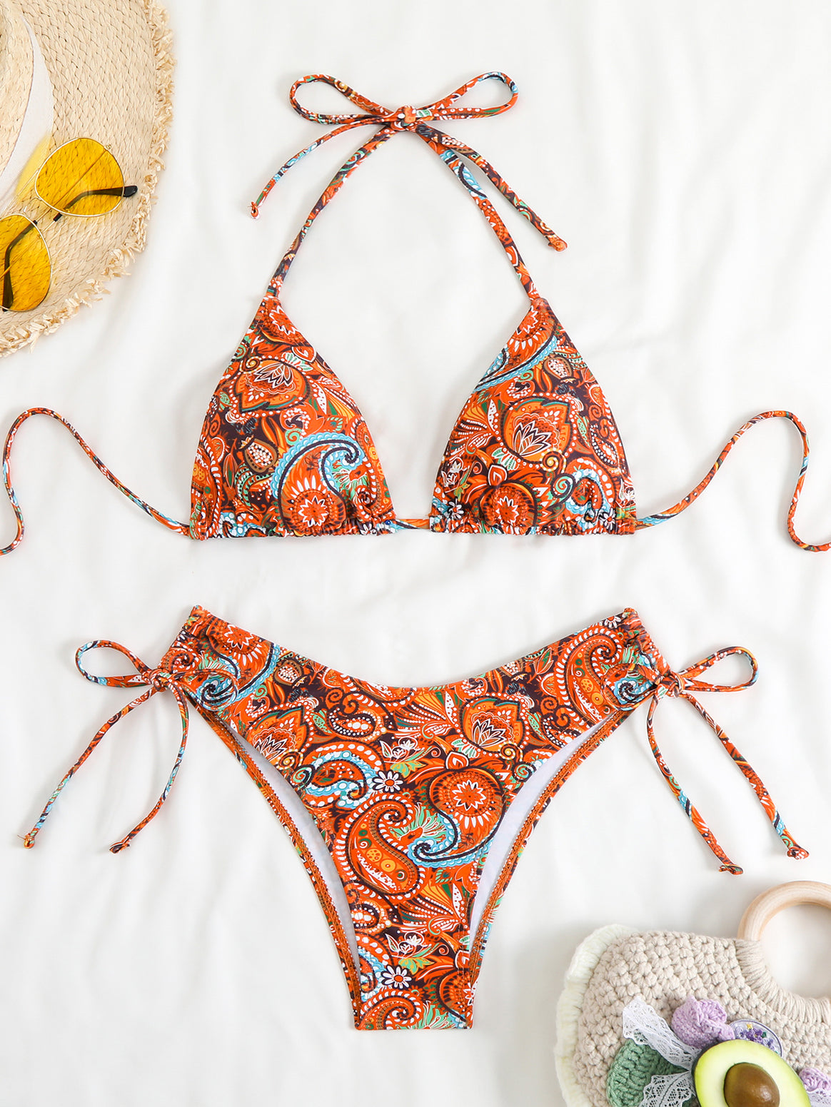 Ladies Bikini set with adjustable triangle top and high cut leg Mune Fashion