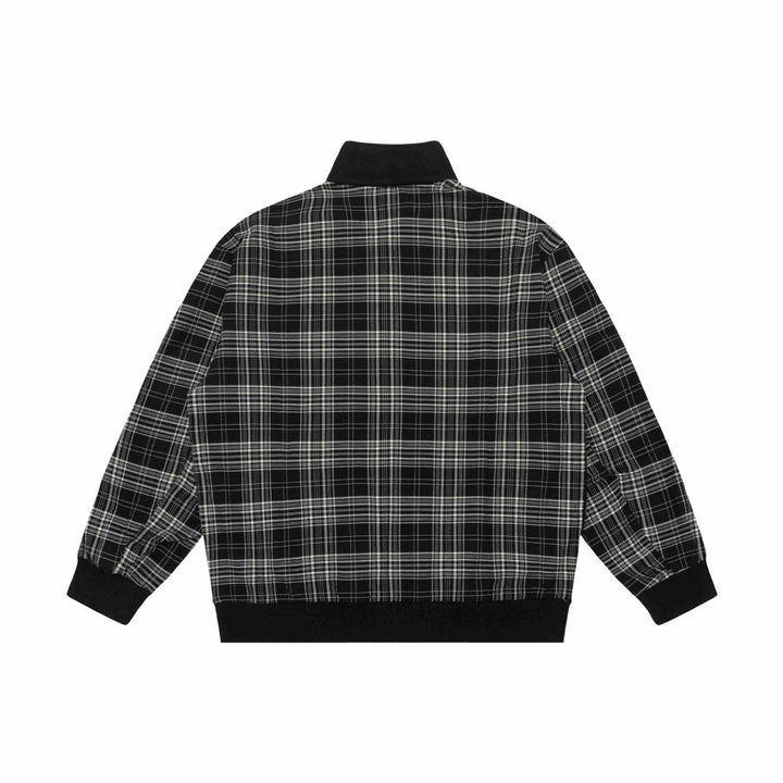 Women's sweat jacket with stand-up collar and checked shoulder stripe Mune Fashion