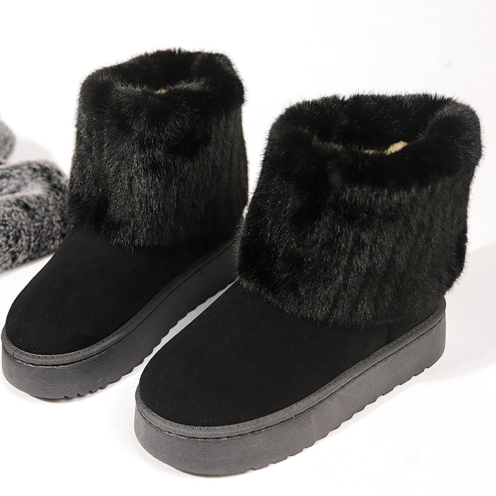 Women Warm Platform Winter Boots with Wide Faux Fur and Cushioned Sole Mune Fashion
