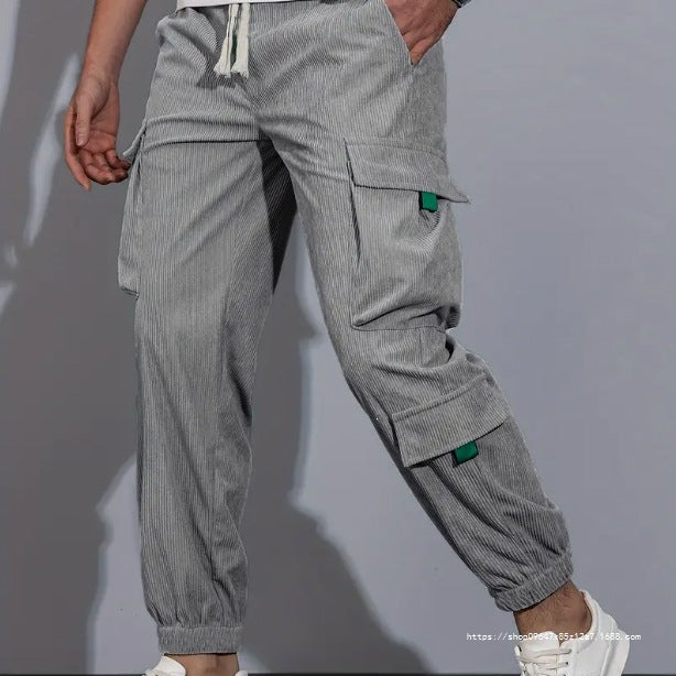 Men's Utility Cargo Pants in Jogger Style made of textured cotton blend with elastic waistband & multiple pockets Mune Fashion