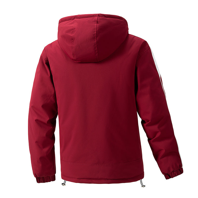 Men's water-repellent quilted hooded jacket with contrast sleeves and zip pockets Mune Fashion