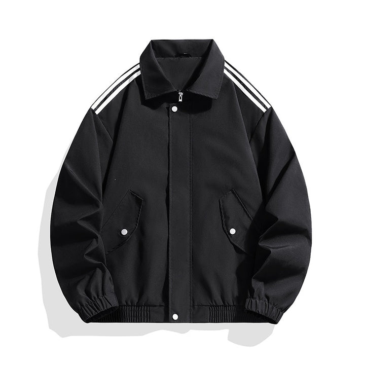 Men's sporty-urban oversize bomber jacket with ribbed hem, snap button placket & shoulder stripes Mune Fashion