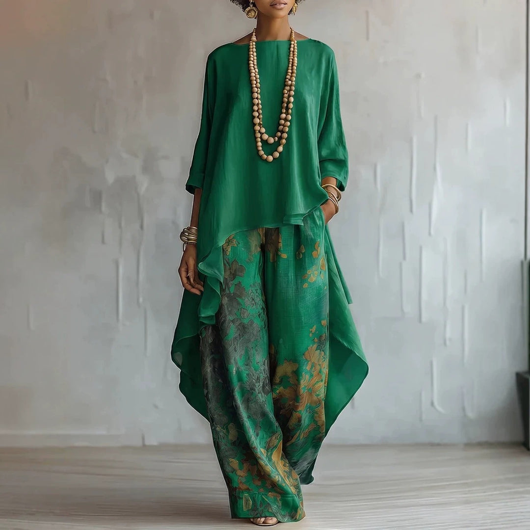 Ladies Elegant and Flowing Two-Piece Mune Fashion