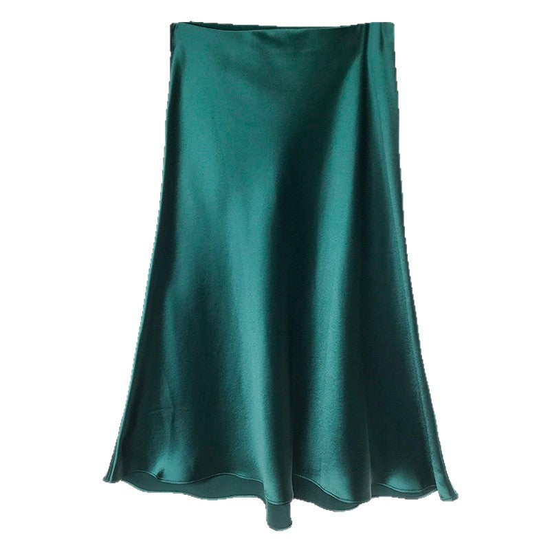 Women's satin satin midi skirt in bias-cut with high waist fit Mune Fashion