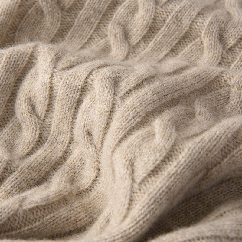 Men's cable knit half-zip pullover made of soft wool blend with stand-up collar Mune Fashion