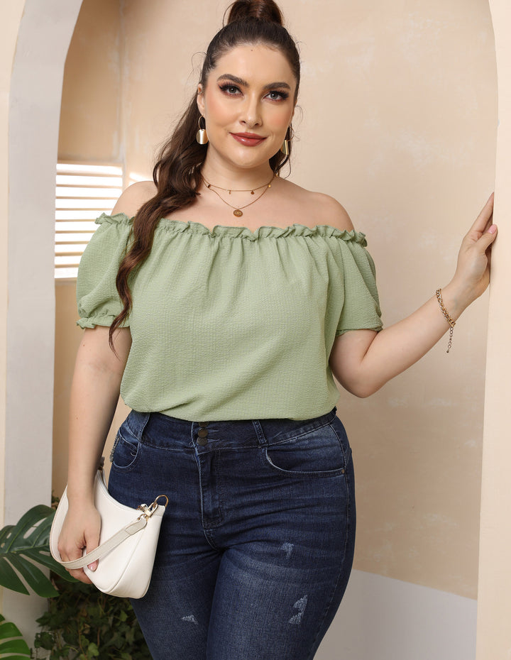 Women Off-Shoulder Top with Ruffle Mune Fashion