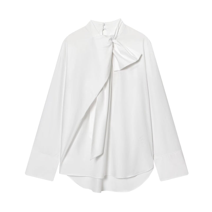 Women's tie-neck blouse with wide oversized cut and asymmetric tie scarf Mune Fashion