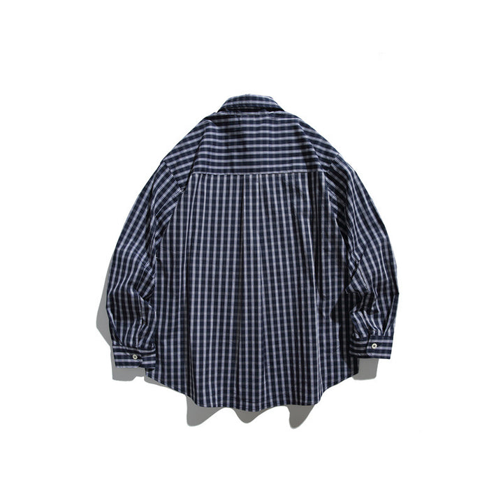 Men's Oversize Check Shirt in Boxy Relaxed Fit with Chest Pocket and Rounded Hem Mune Fashion