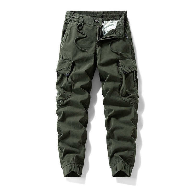 Men's Durable Twill Cargo Pants in Jogger Cut with Drawstring Waist, Applied Flap Pockets and Ribbed Cuffs Mune Fashion