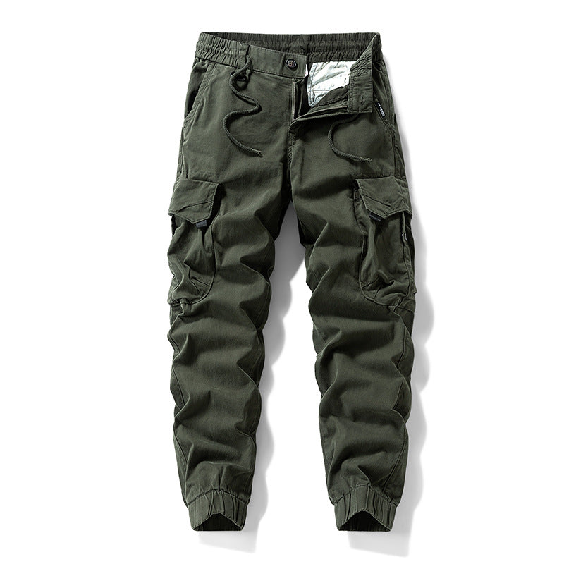 Men's Durable Twill Cargo Pants in Jogger Cut with Drawstring Waist, Applied Flap Pockets and Ribbed Cuffs Mune Fashion