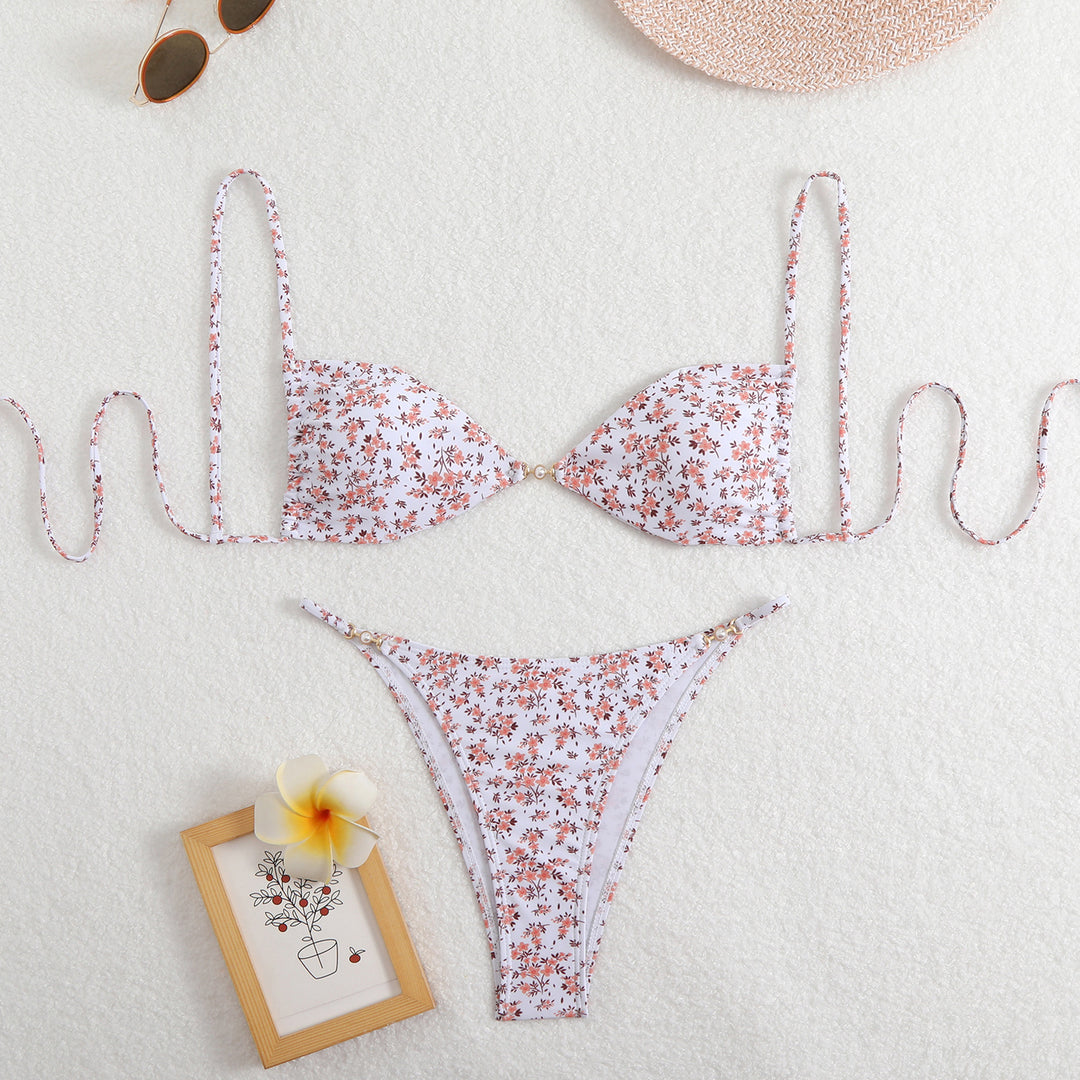 Women’s Triangle Bikini with adjustable straps and elegant floral print Mune Fashion