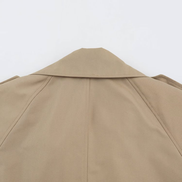 Women's short-cut trench coat with double-breasted button placket Mune Fashion