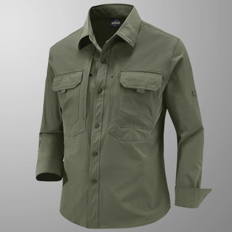 Men's Technical Field Shirt with Ripstop Structure, Chest Pockets and Roll-Up Sleeves Mune Fashion