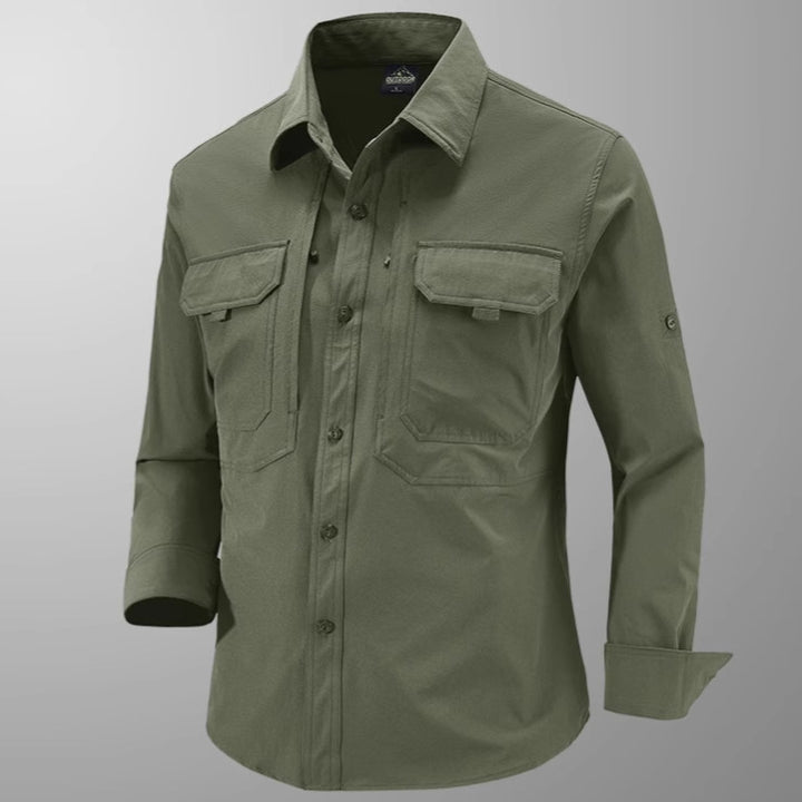 Men's Technical Field Shirt with Ripstop Structure, Chest Pockets and Roll-Up Sleeves Mune Fashion