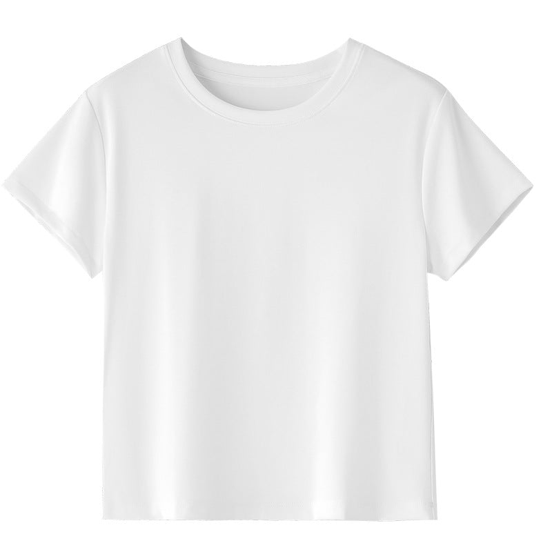 Women Short-Cut Boxy T-Shirt made from soft cotton stretch with round neck Mune Fashion