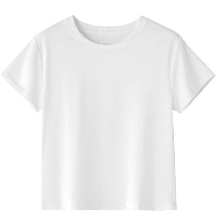 Women Short-Cut Boxy T-Shirt made from soft cotton stretch with round neck Mune Fashion
