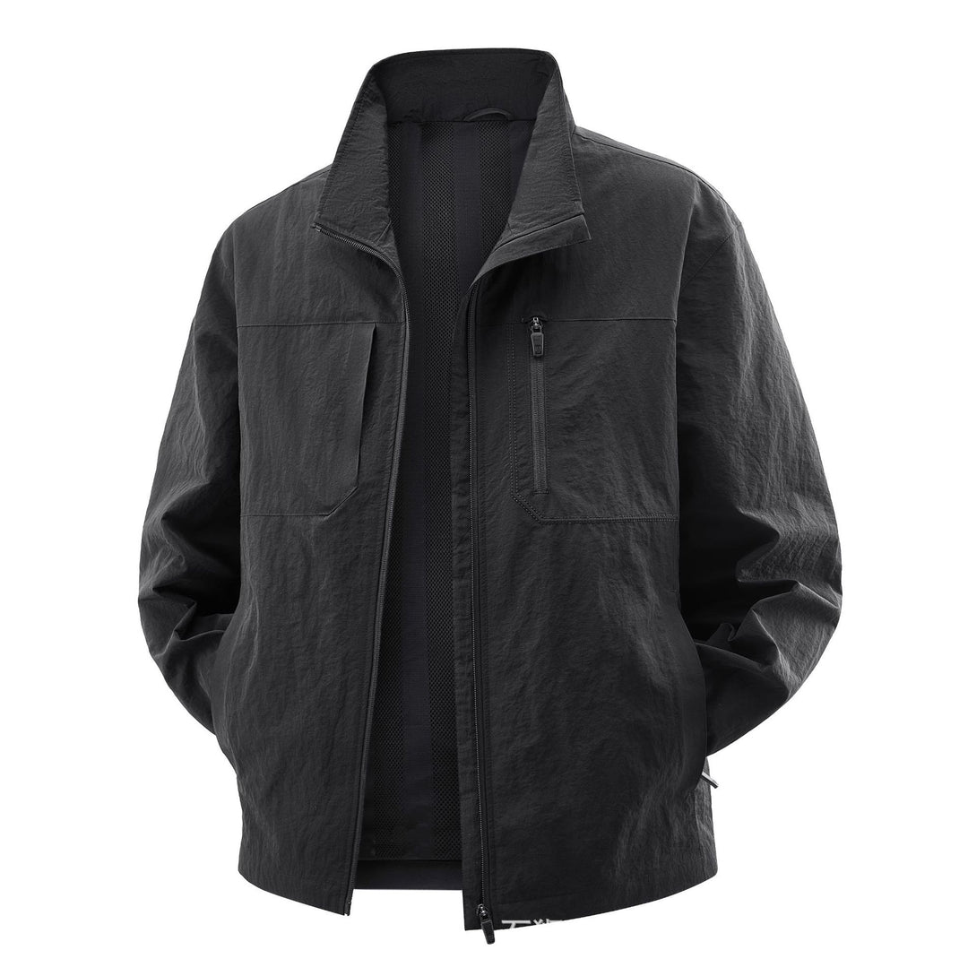Men's Lightweight Field Utility Jacket with Mesh Lining, Stand-Up Collar and Zipper Pockets Mune Fashion