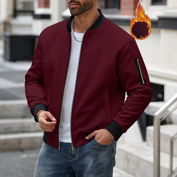Men's lightly padded bomber jacket with waffle structure, full zip and arm pocket Mune Fashion