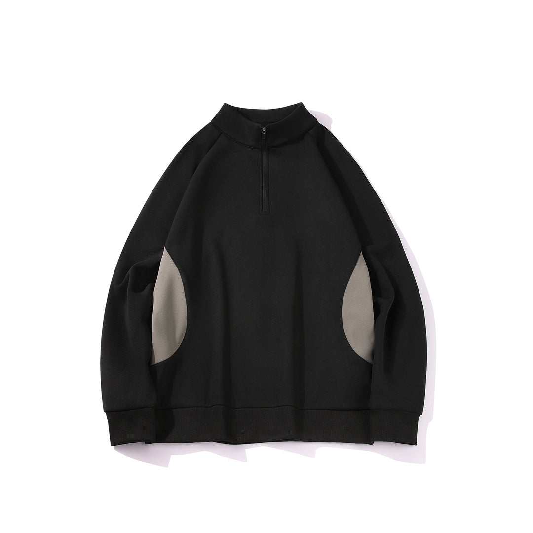 Herren Halbzip‑Sweatshirt mit Stehkragen und kontrastseitigen Einsätzen Mune Fashion