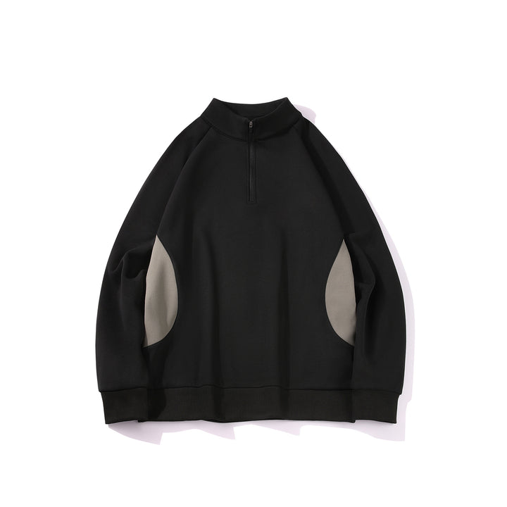 Herren Halbzip‑Sweatshirt mit Stehkragen und kontrastseitigen Einsätzen Mune Fashion
