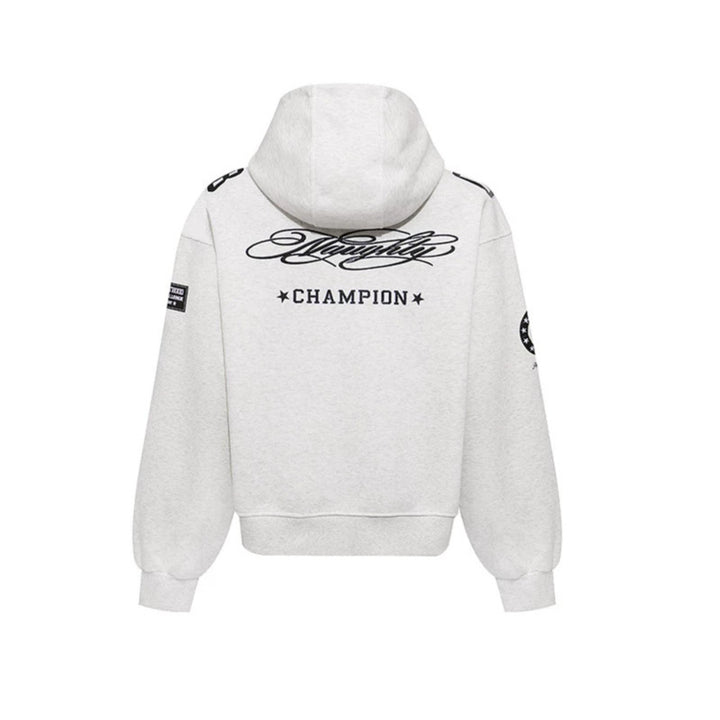 Women's Oversize Hoodie Sweatshirt with Large Number Print and Star Applications Mune Fashion
