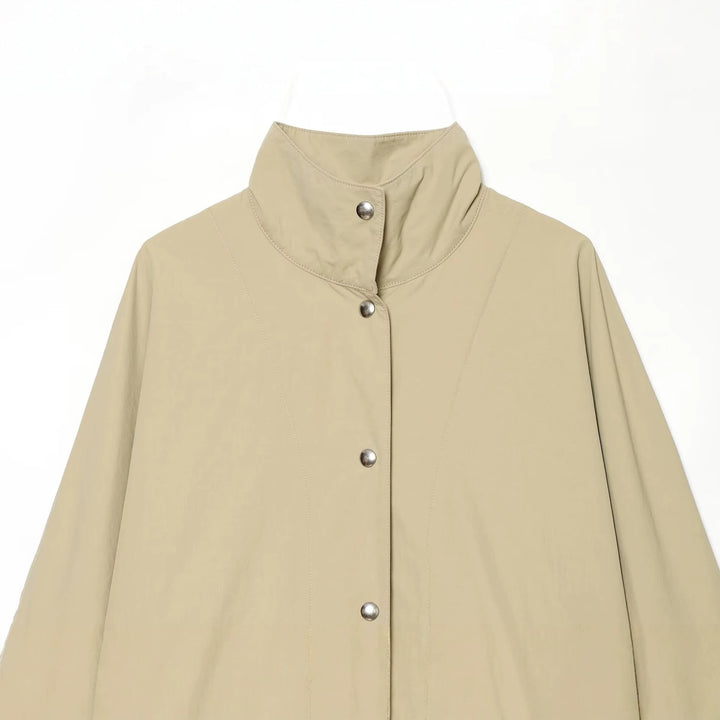 Women Oversize Rain Poncho Coat with Stand-Up Collar and Snap Button Placket Mune Fashion