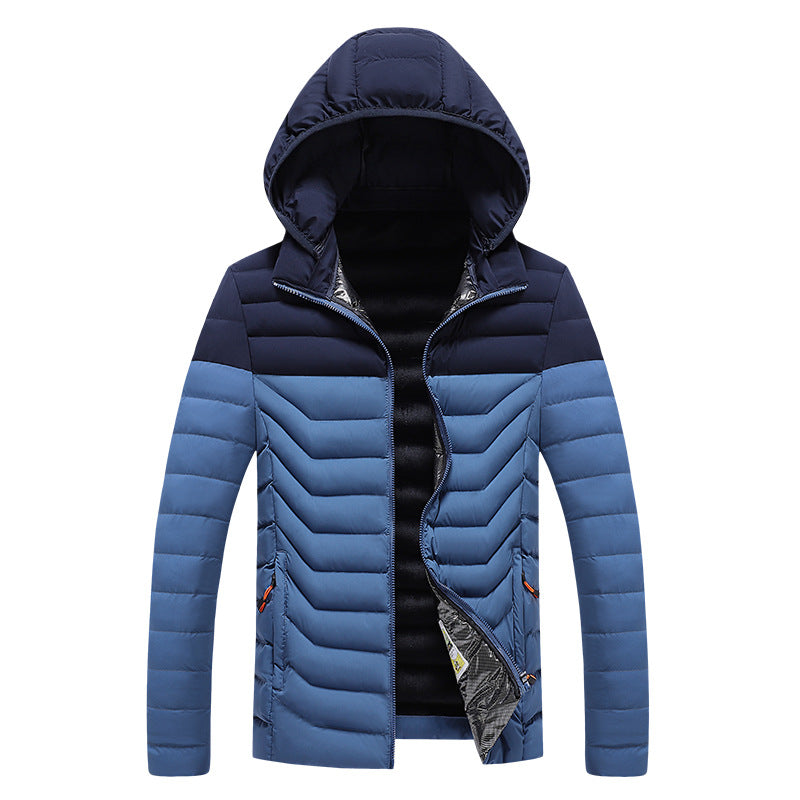 Men's ultra-light quilted hooded jacket with chevron quilting, windproof outer layer and thermal lining Mune Fashion