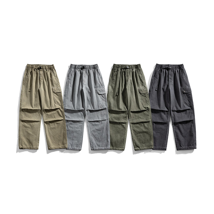 Men's Relaxed Cargo Pants with Elastic Waistband, Layered Panels and Utility Pockets Mune Fashion
