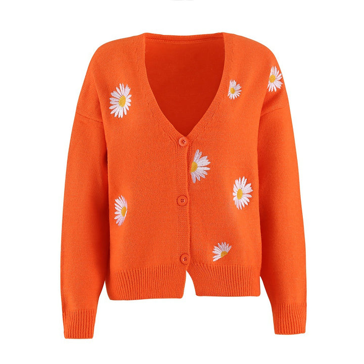 Women's knit cardigan with daisy embroidery Mune Fashion