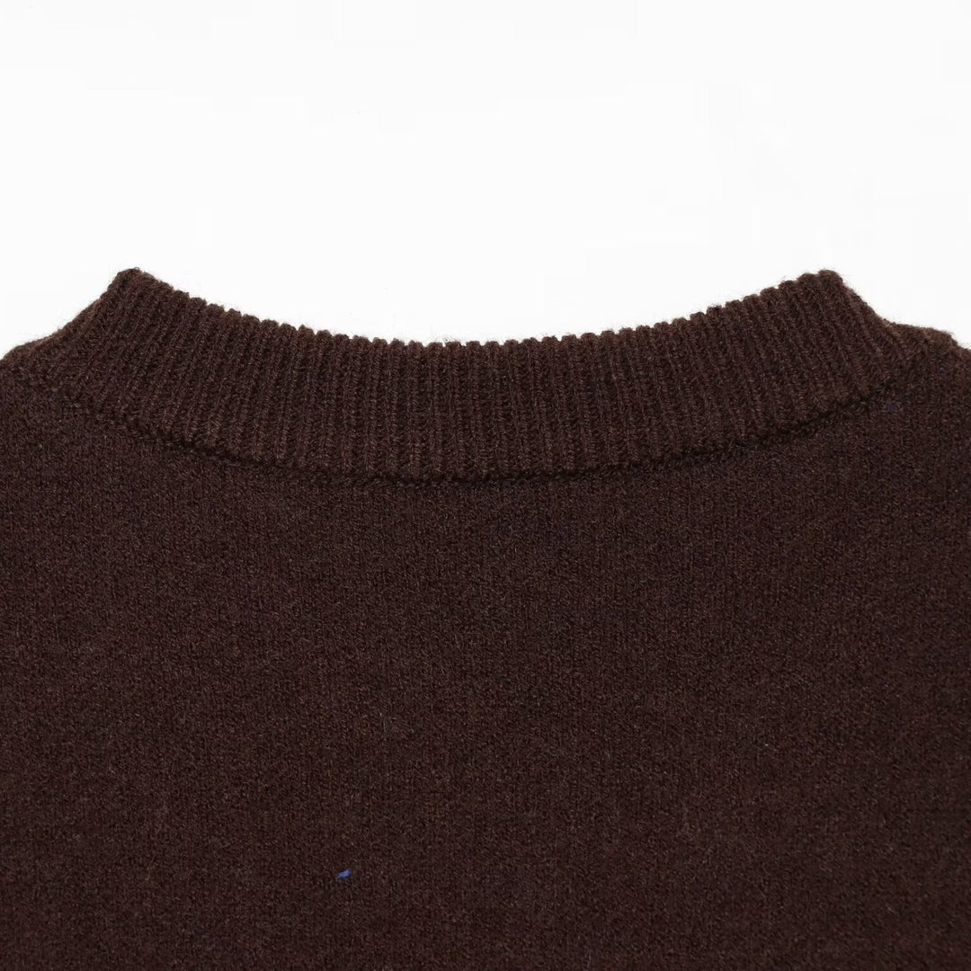Women's fine knit round neck pullover with oversized dot pattern Mune Fashion