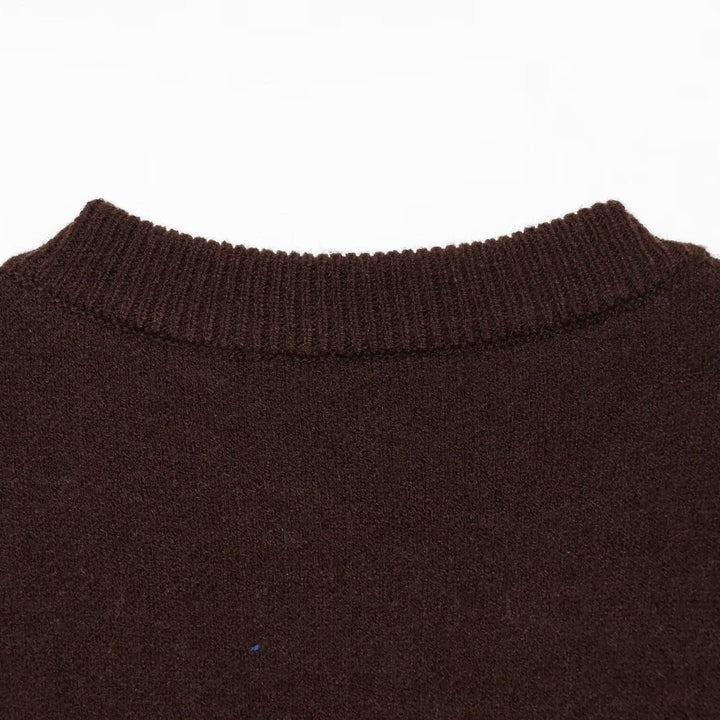 Women's fine knit round neck pullover with oversized dot pattern Mune Fashion