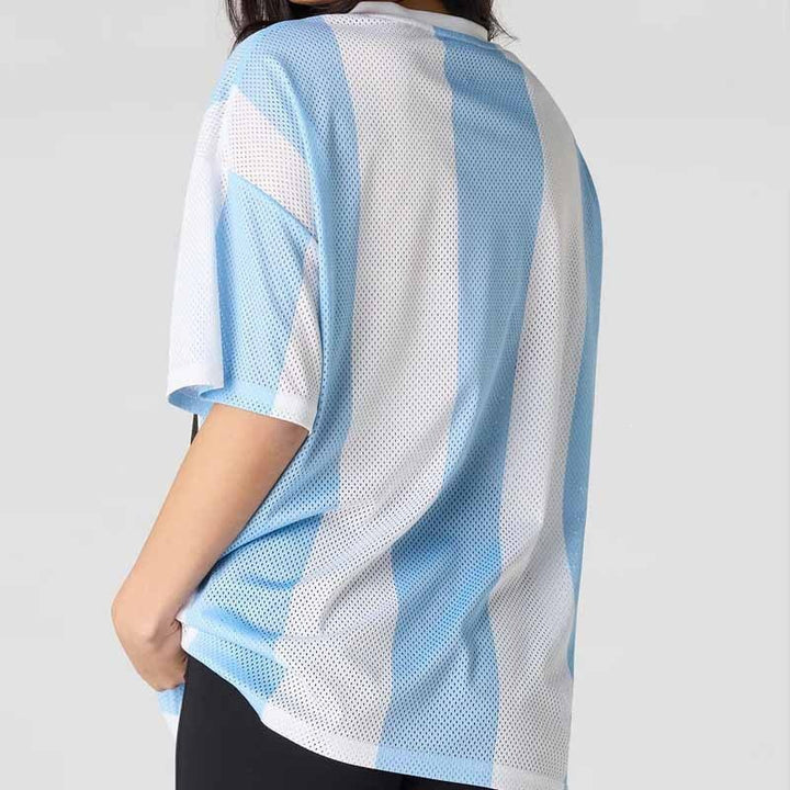 Ladies oversized sport jersey in football style with mesh fabric Mune Fashion