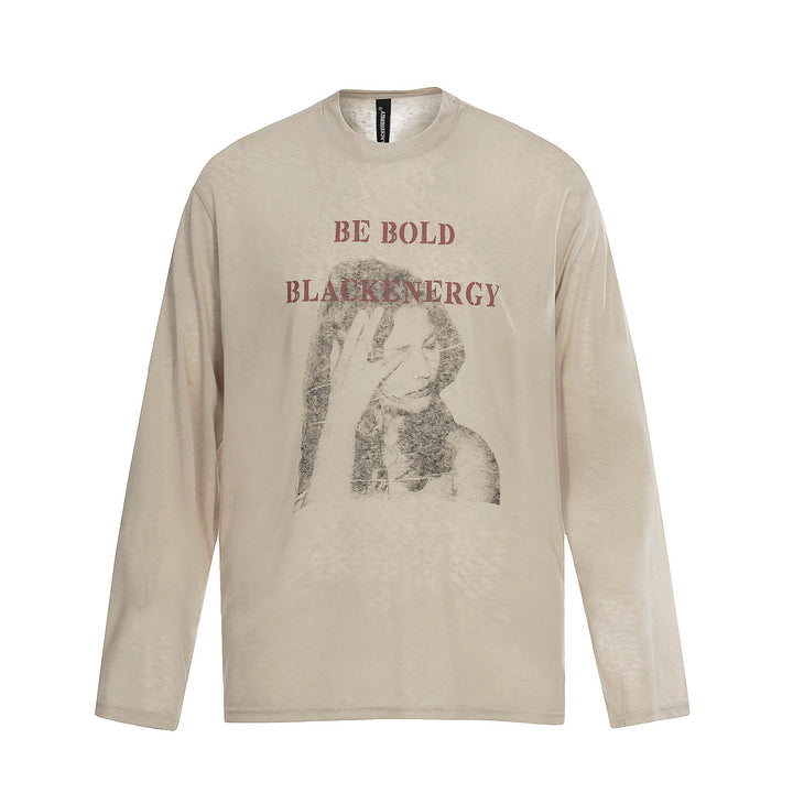 Unisex Long-Sleeve Cotton Shirt with Vintage Print and Relaxed Fit Mune Fashion
