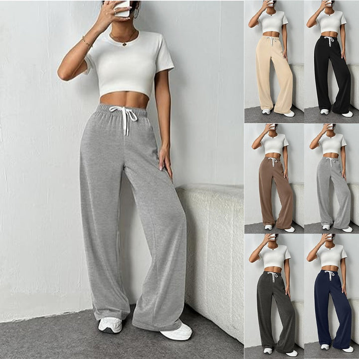 Women's Relaxed Wide-Leg Jersey Drawstring Lounge Pants Mune Fashion