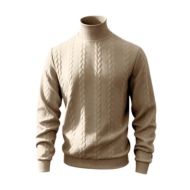 Men's chunky-knit turtleneck sweater with cable pattern and ribbed cuffs Mune Fashion