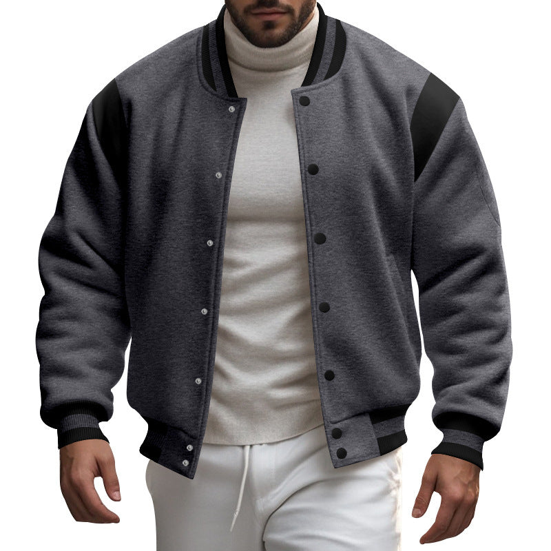 Men's nan College baseball jacket with snap button placket, ribbed collar and contrasting yokes Mune Fashion