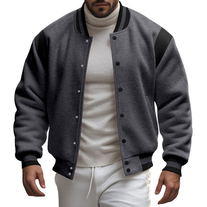 Men's nan College baseball jacket with snap button placket, ribbed collar and contrasting yokes Mune Fashion