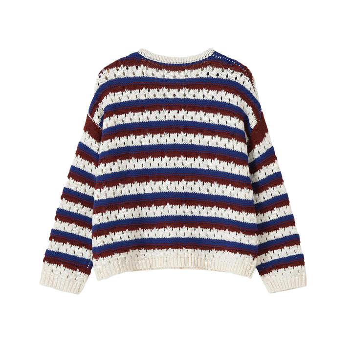 Women Knitted Cropped Cardigan with Lattice Pattern and Button Placket Mune Fashion