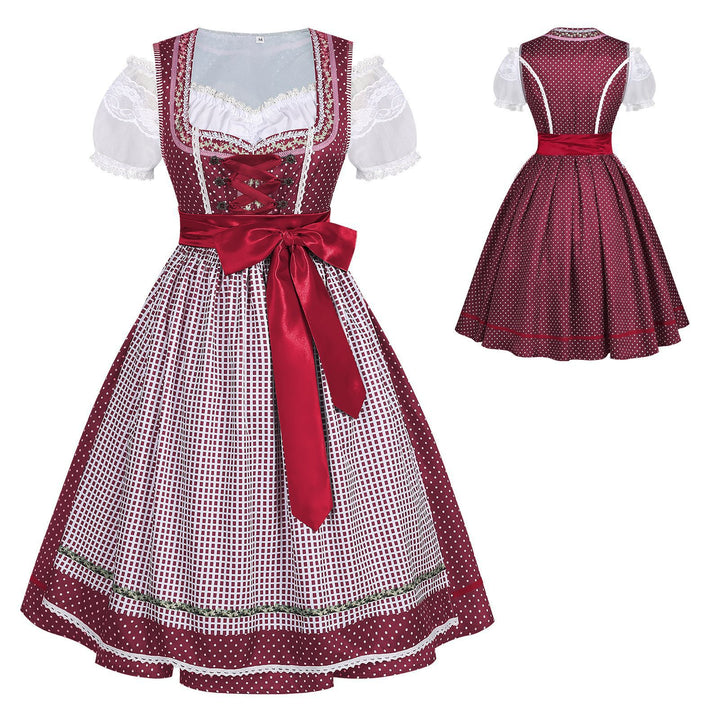 Women's traditional Trachten Dirndl with laced corsage, lace sleeves and flared circle skirt Mune Fashion