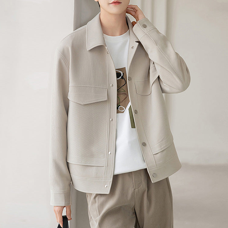 Men's Boxy Overshirt-Jacket with Snap Buttons and Patch Pockets Mune Fashion