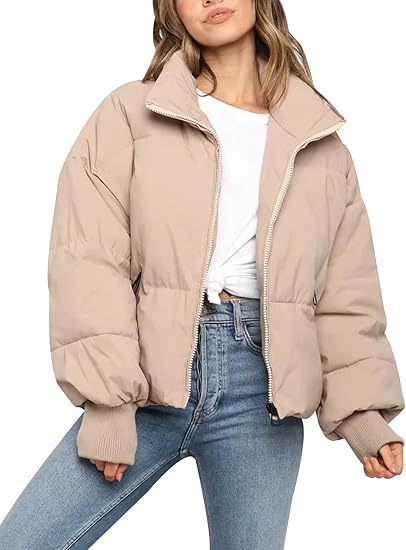 Women's Quilted Short Jacket with Stand-Up Collar, Padded Filling, and Elastic Cuffs Mune Fashion