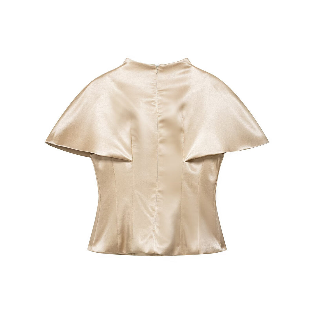 Women's Two-Piece Satin Set with Cape Top and Flowing A-Line Skirt Mune Fashion