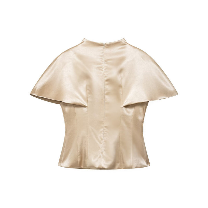 Women's Two-Piece Satin Set with Cape Top and Flowing A-Line Skirt Mune Fashion