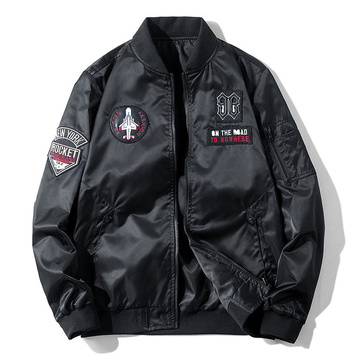 Men's bomber jacket in aviator style with patch applications, nylon shell and arm pocket Mune Fashion