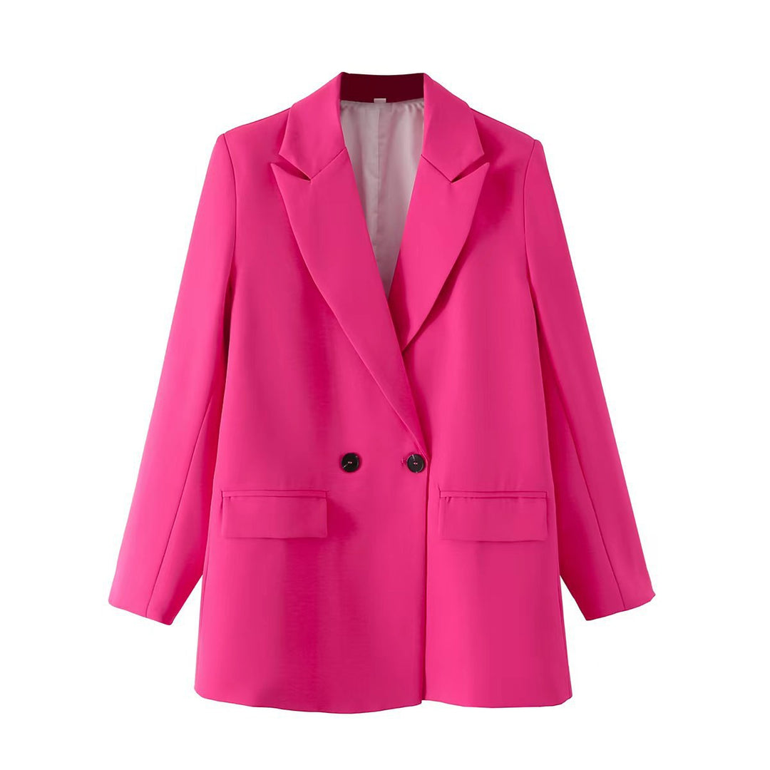 Women's Oversize Double-Breasted Blazer with Lapel and Soft Lining Mune Fashion