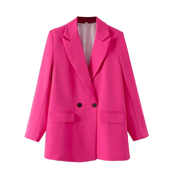 Women's Oversize Double-Breasted Blazer with Lapel and Soft Lining Mune Fashion