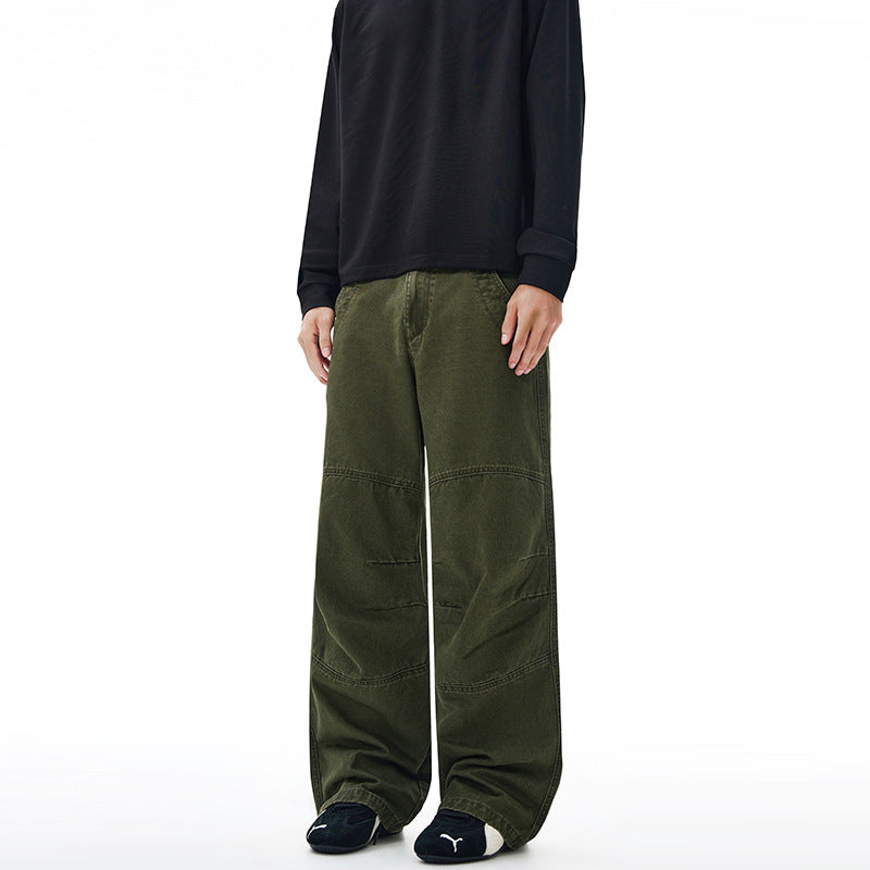 Men's Wide Panel Baggy Trousers made of Cotton Twill with Knee Inserts Mune Fashion