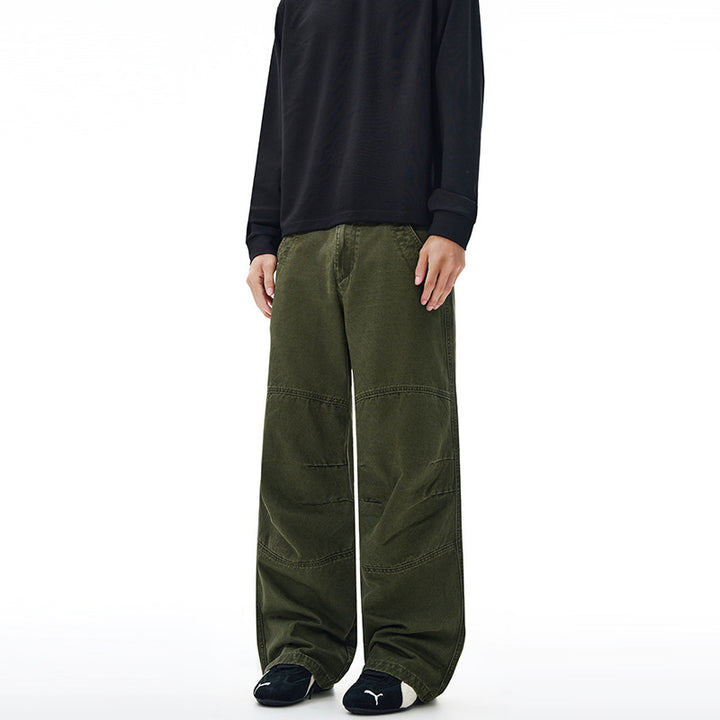 Men's Wide Panel Baggy Trousers made of Cotton Twill with Knee Inserts Mune Fashion