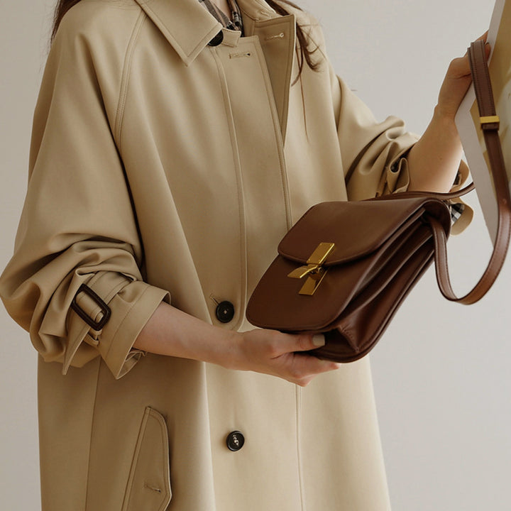 Women Fashionable Trench Coat with Wide Collar Mune Fashion