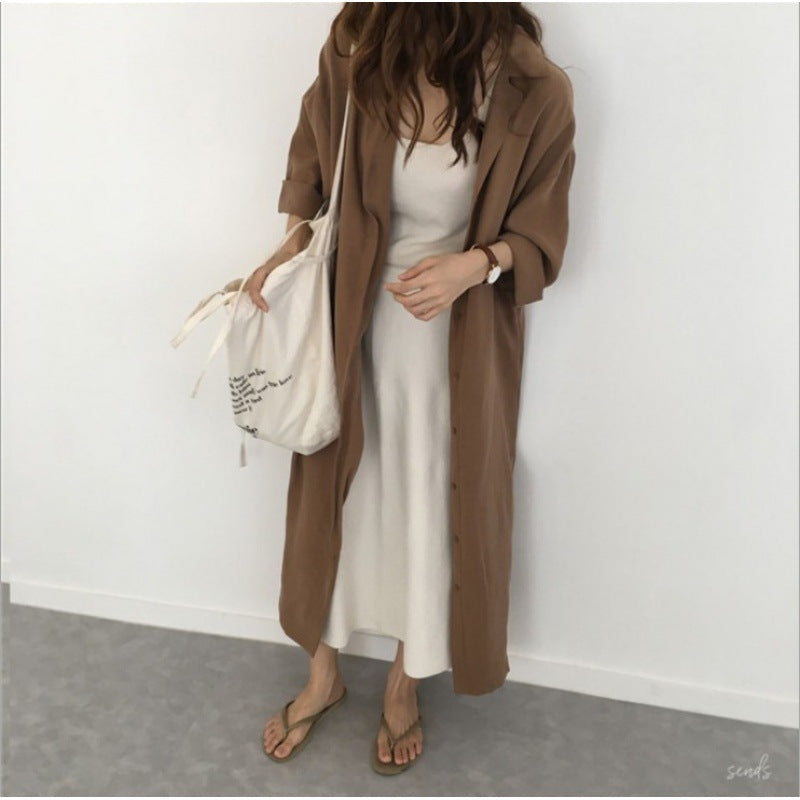 Women's Shirt Dress with Tie Belt and Casual Three-Quarter Sleeves Mune Fashion
